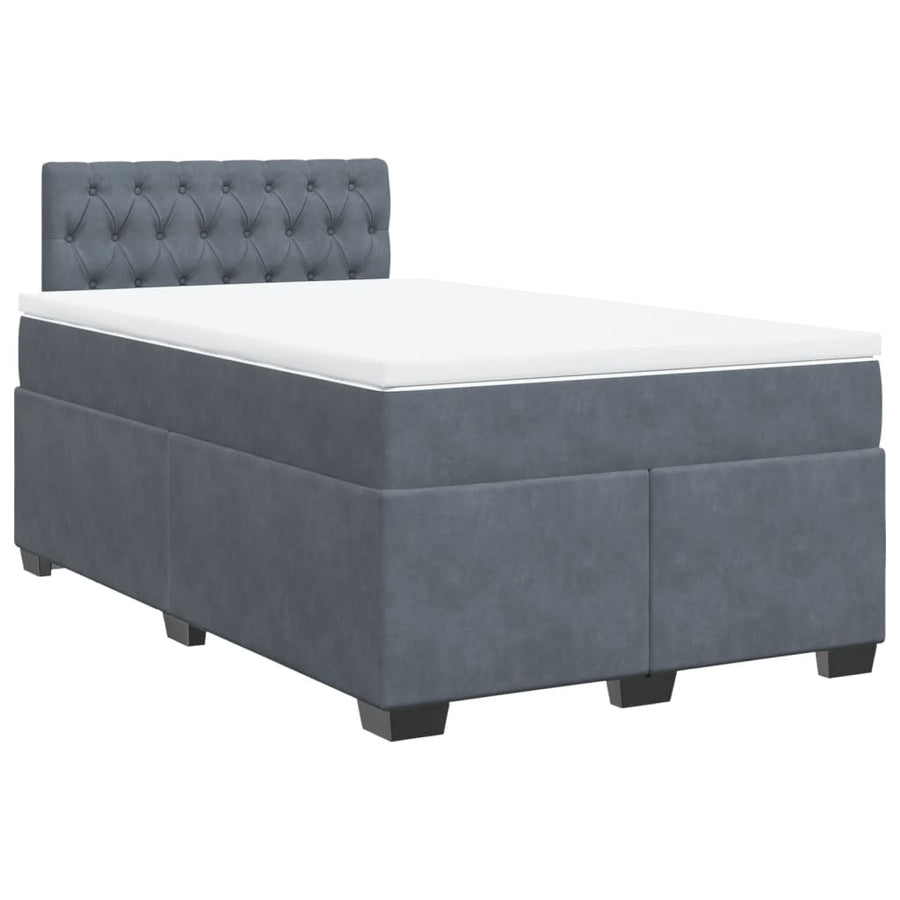 Boxspring met matras fluweel donkergrijs 120x190 cm