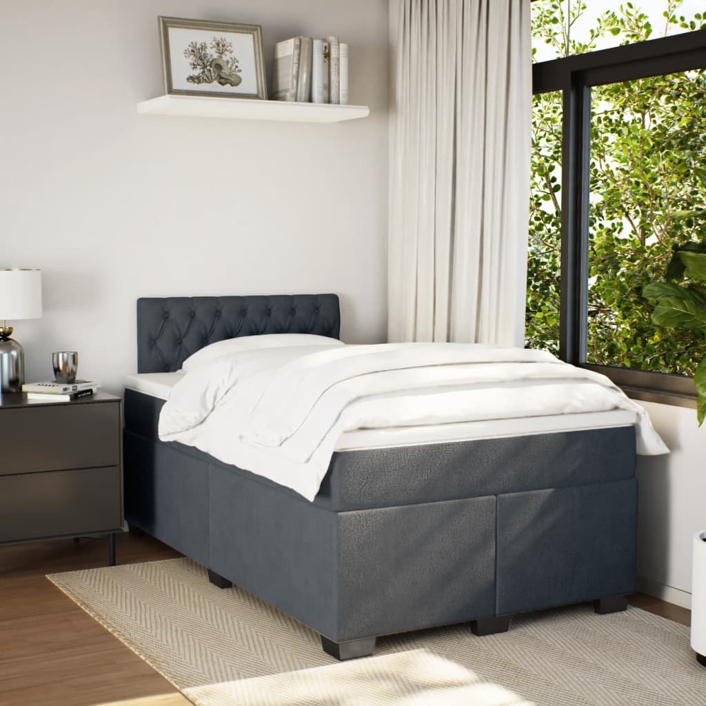 Boxspring met matras fluweel donkergrijs 120x190 cm