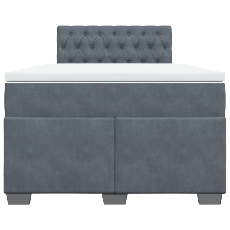 Boxspring met matras fluweel donkergrijs 120x190 cm