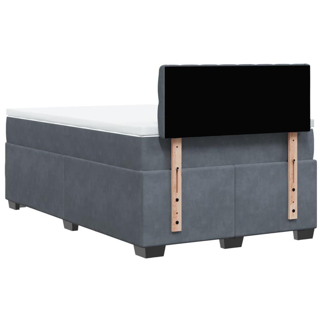 Boxspring met matras fluweel donkergrijs 120x190 cm