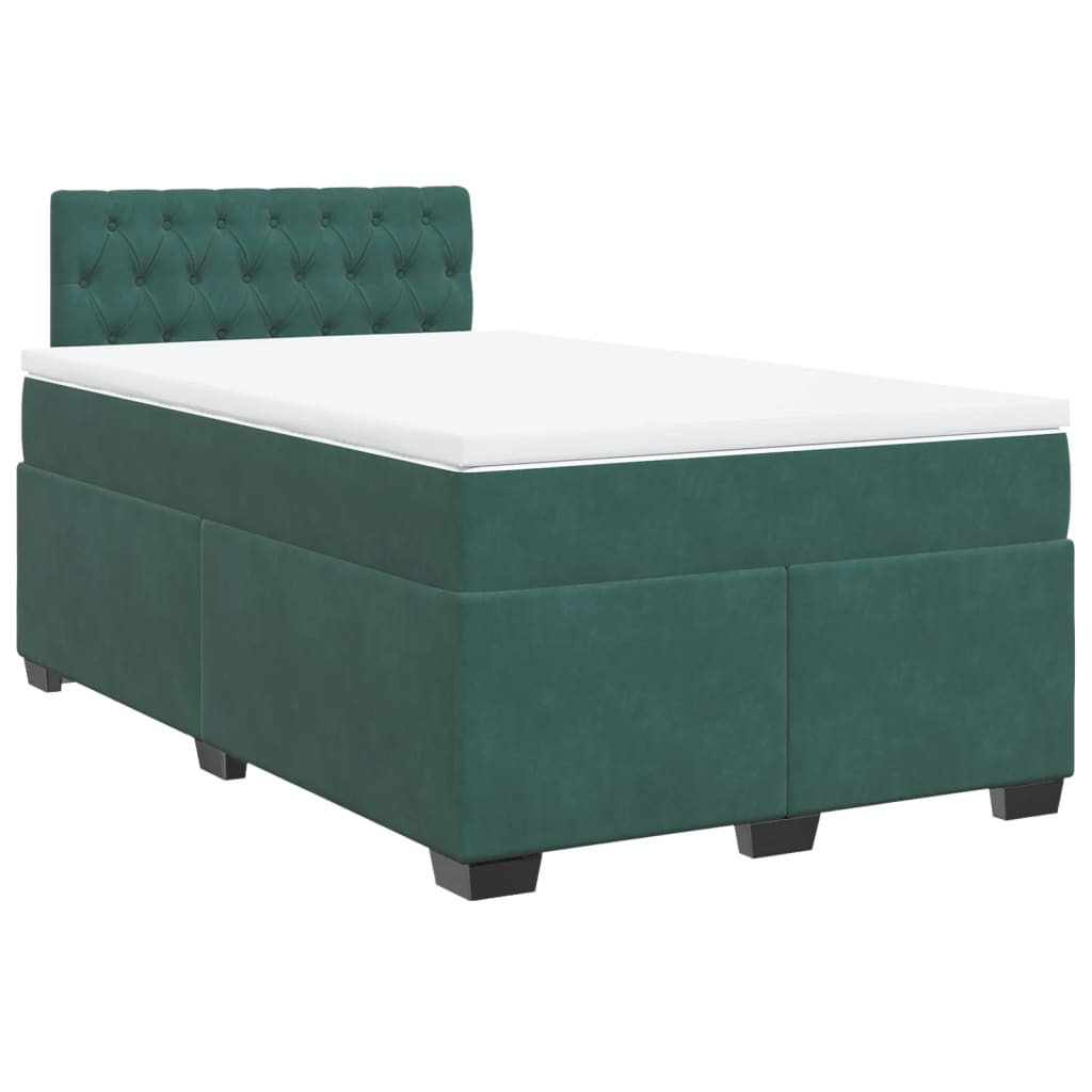 Boxspring met matras fluweel donkergroen 120x190 cm