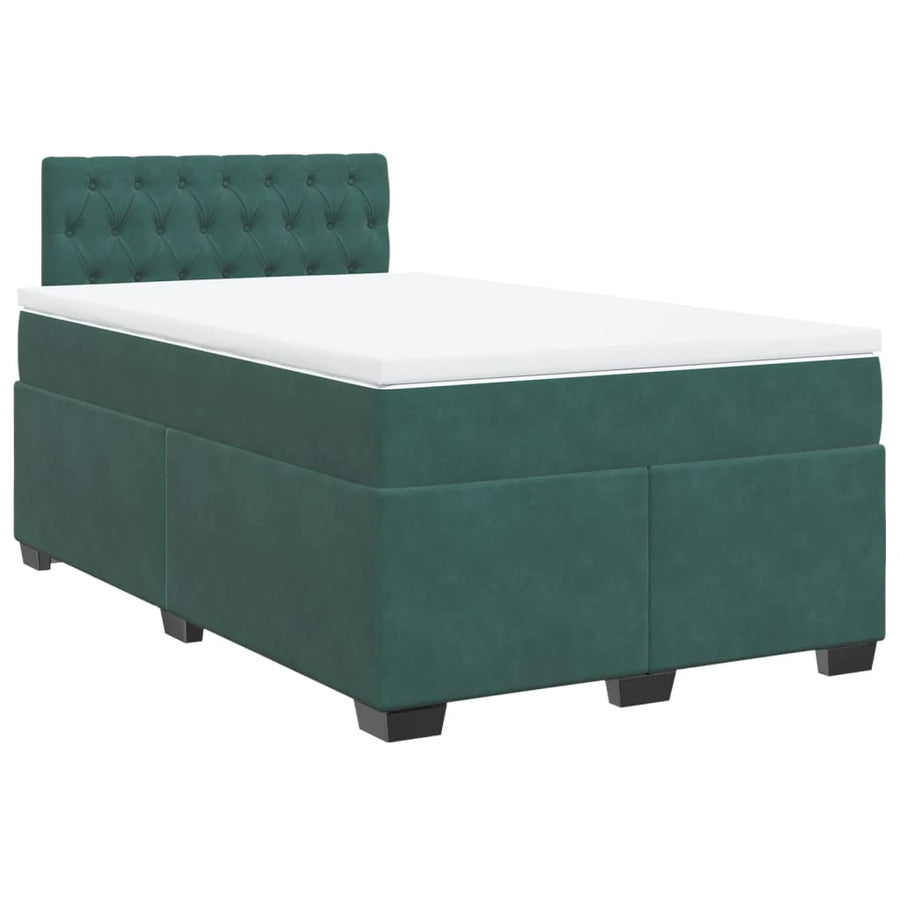 Boxspring met matras fluweel donkergroen 120x190 cm