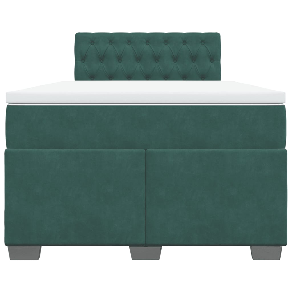 Boxspring met matras fluweel donkergroen 120x190 cm