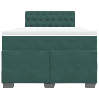 Boxspring met matras fluweel donkergroen 120x190 cm