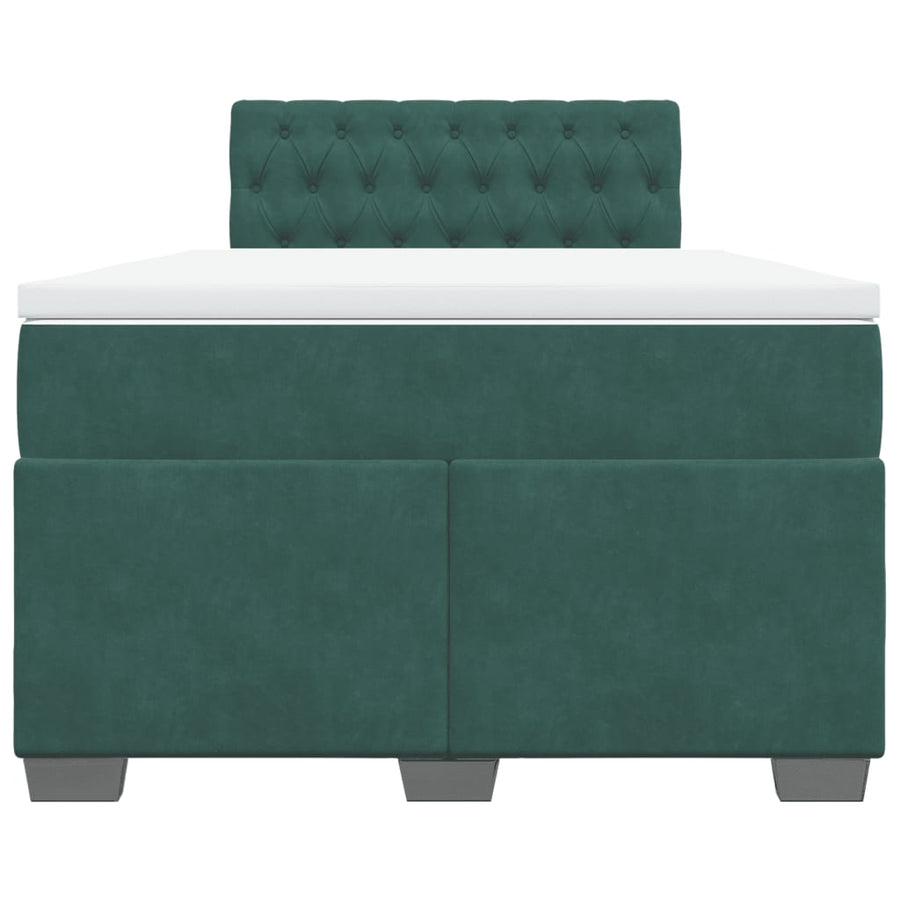 Boxspring met matras fluweel donkergroen 120x190 cm