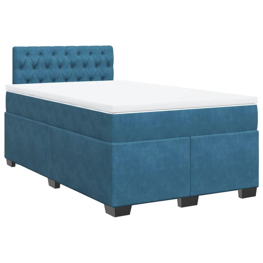 Boxspring met matras fluweel donkerblauw 120x190 cm