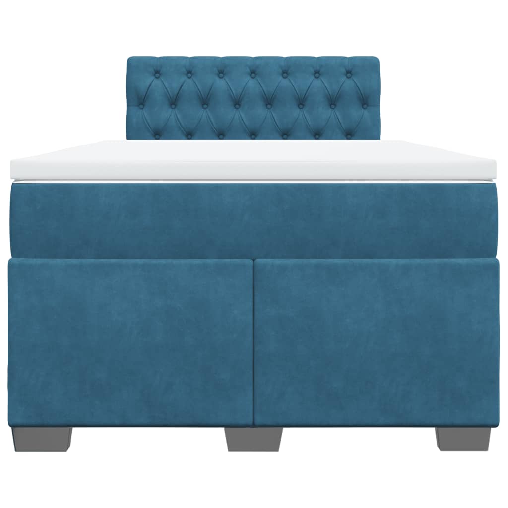 Boxspring met matras fluweel donkerblauw 120x190 cm