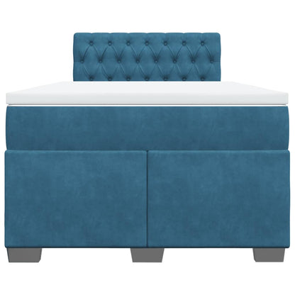 Boxspring met matras fluweel donkerblauw 120x190 cm