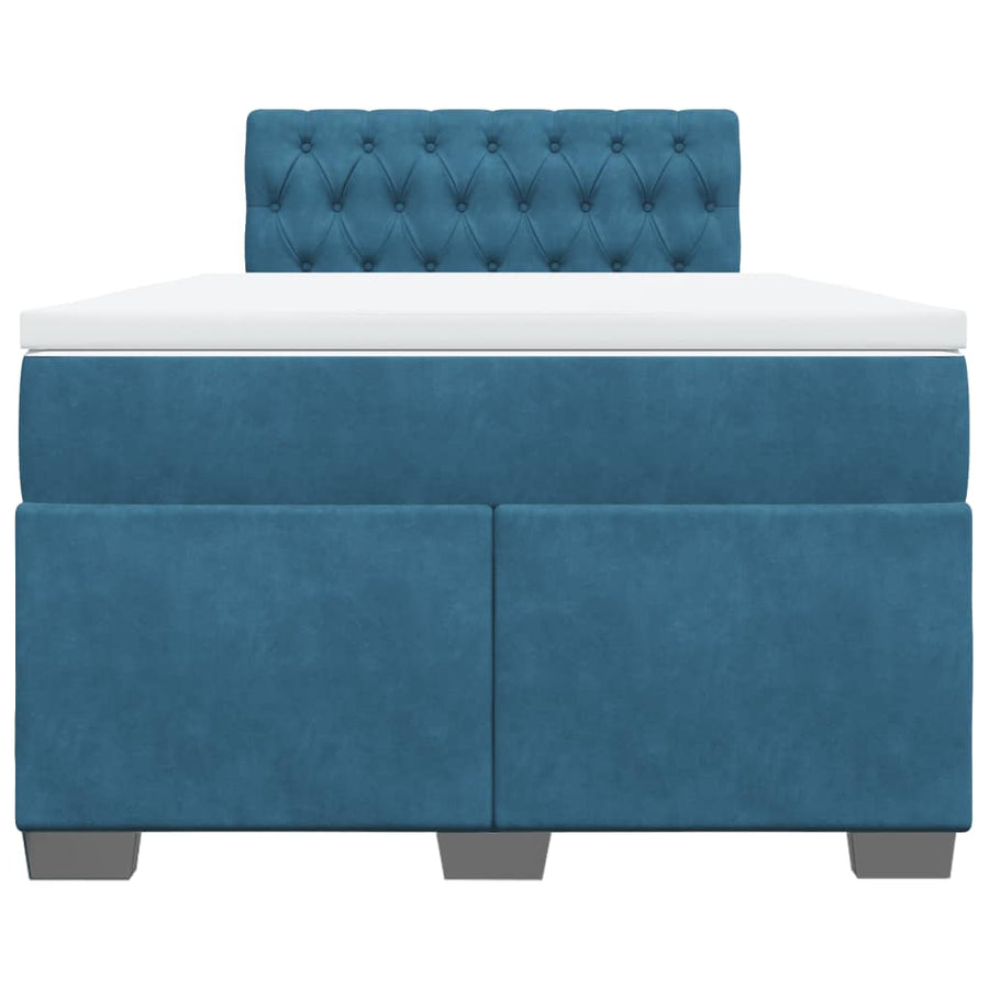 Boxspring met matras fluweel donkerblauw 120x190 cm