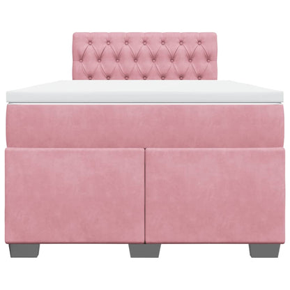 Boxspring met matras fluweel roze 120x190 cm
