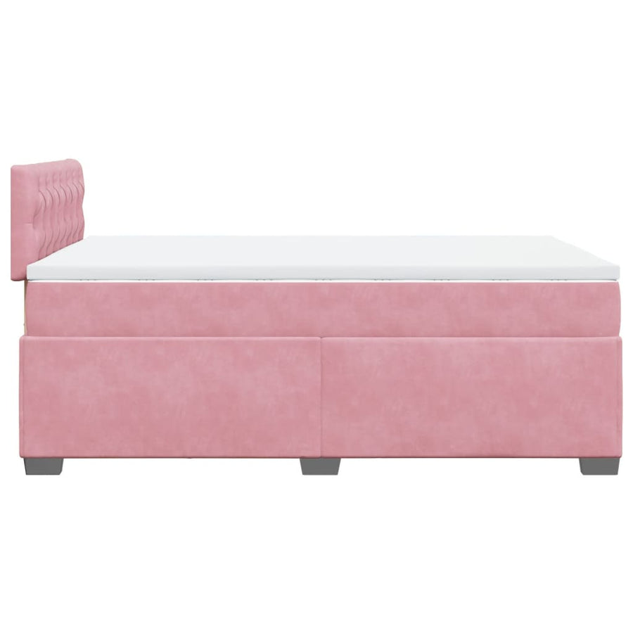 Boxspring met matras fluweel roze 120x190 cm