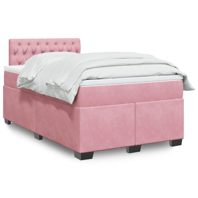 Boxspring met matras fluweel roze 120x190 cm