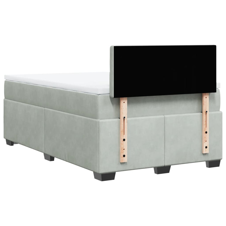 Boxspring met matras fluweel lichtgrijs 120x190 cm