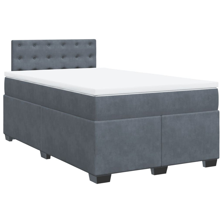 Boxspring met matras fluweel donkergrijs 120x190 cm