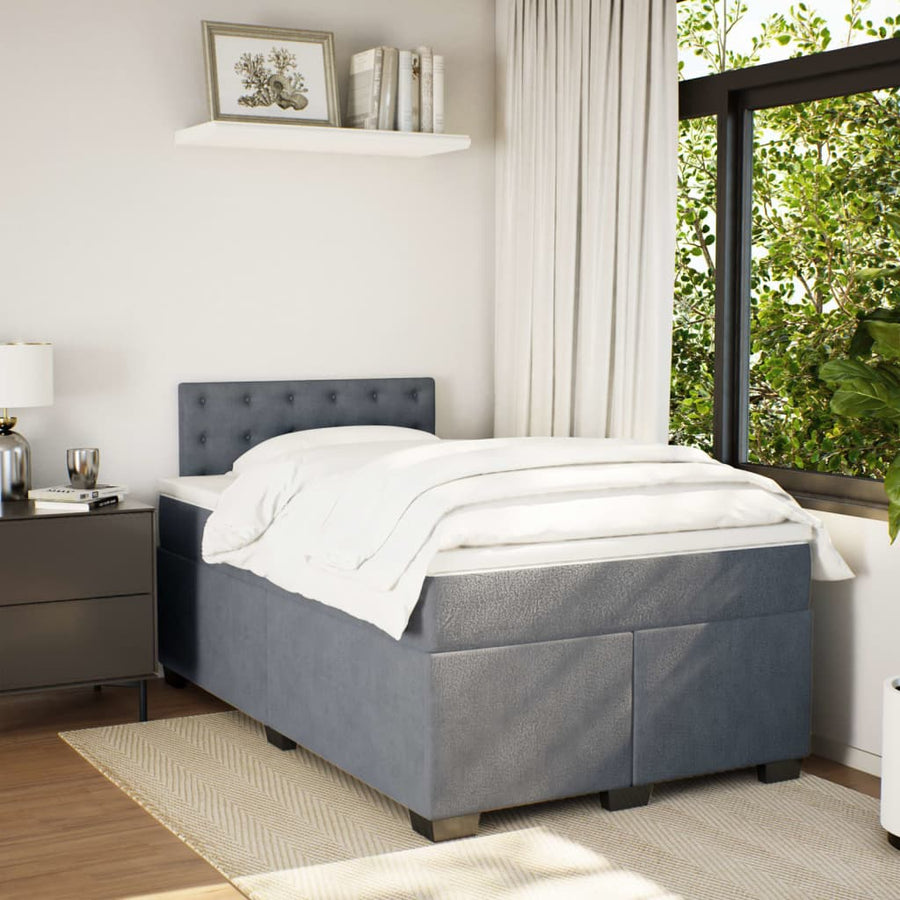 Boxspring met matras fluweel donkergrijs 120x190 cm