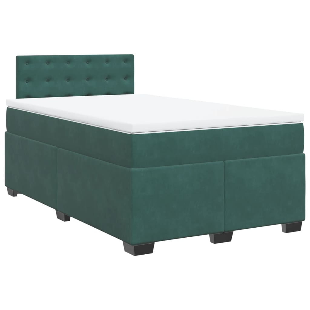 Boxspring met matras fluweel donkergroen 120x190 cm