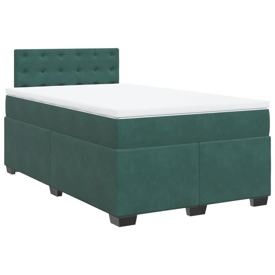 Boxspring met matras fluweel donkergroen 120x190 cm