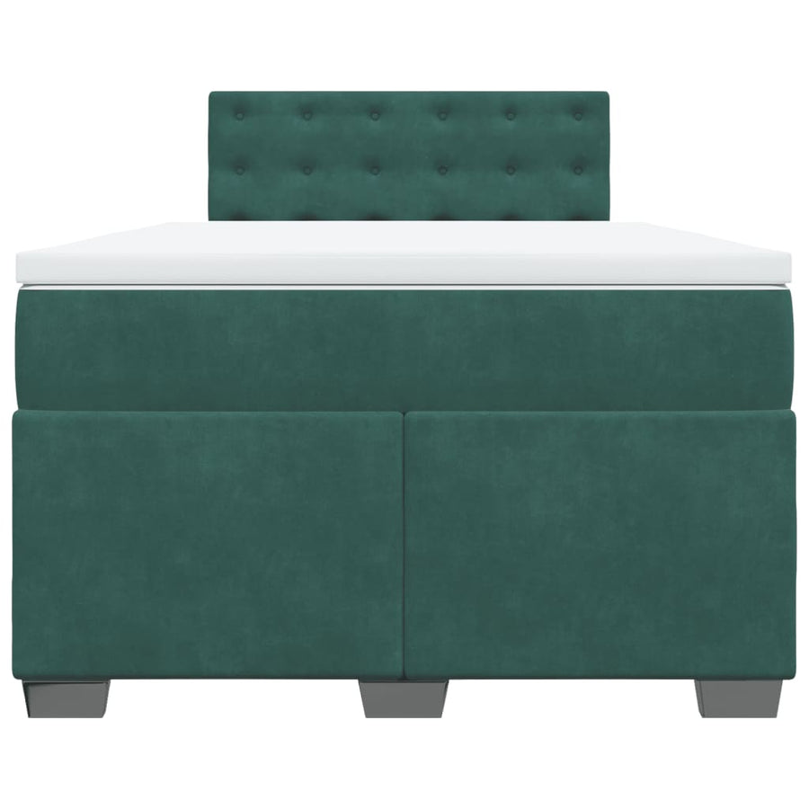 Boxspring met matras fluweel donkergroen 120x190 cm