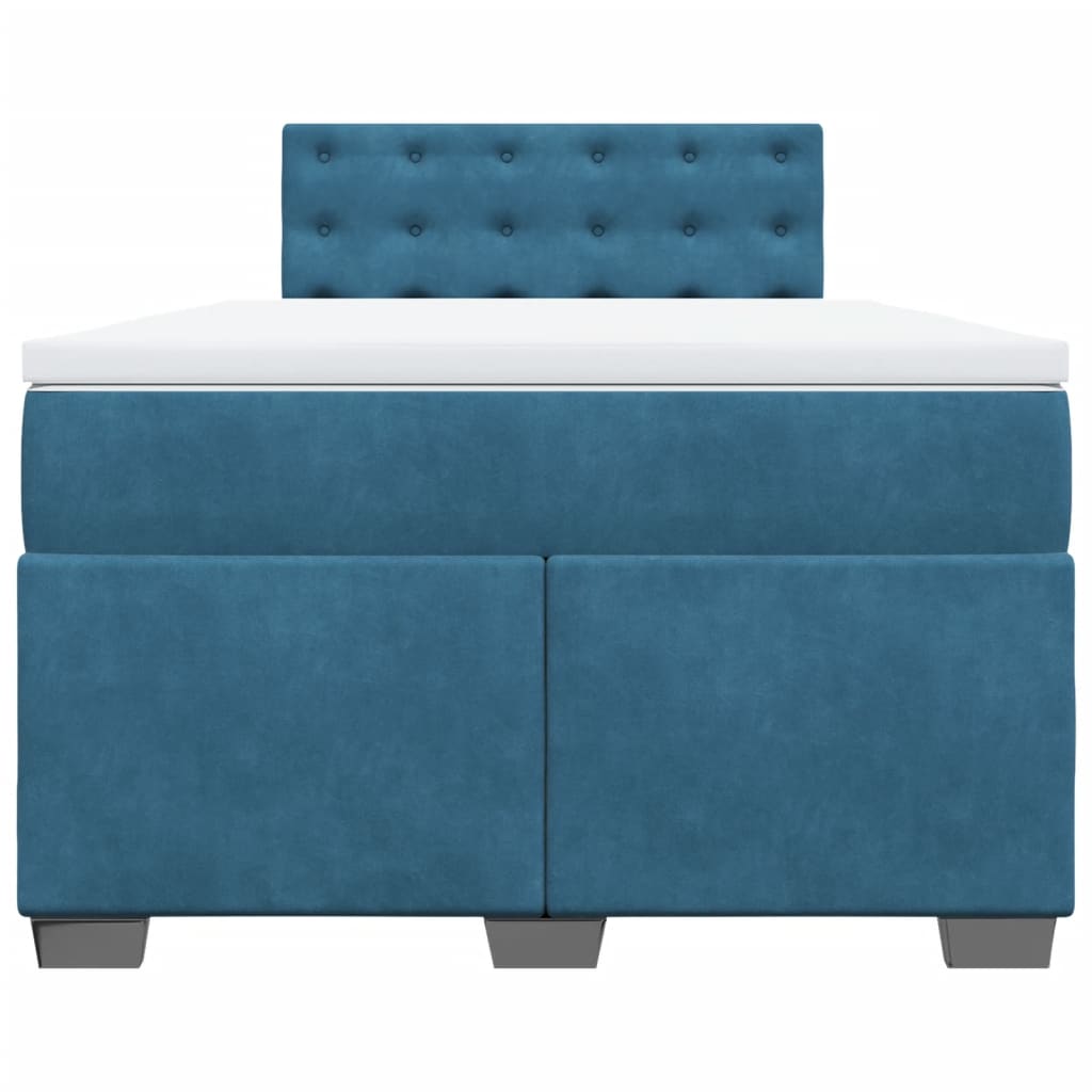 Boxspring met matras fluweel donkerblauw 120x190 cm