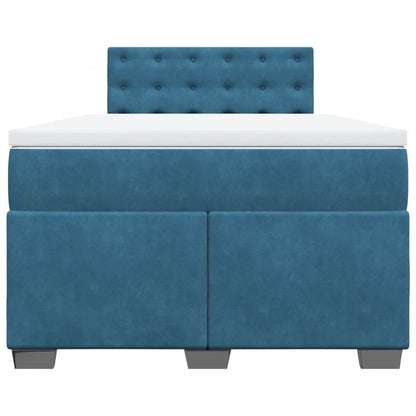 Boxspring met matras fluweel donkerblauw 120x190 cm