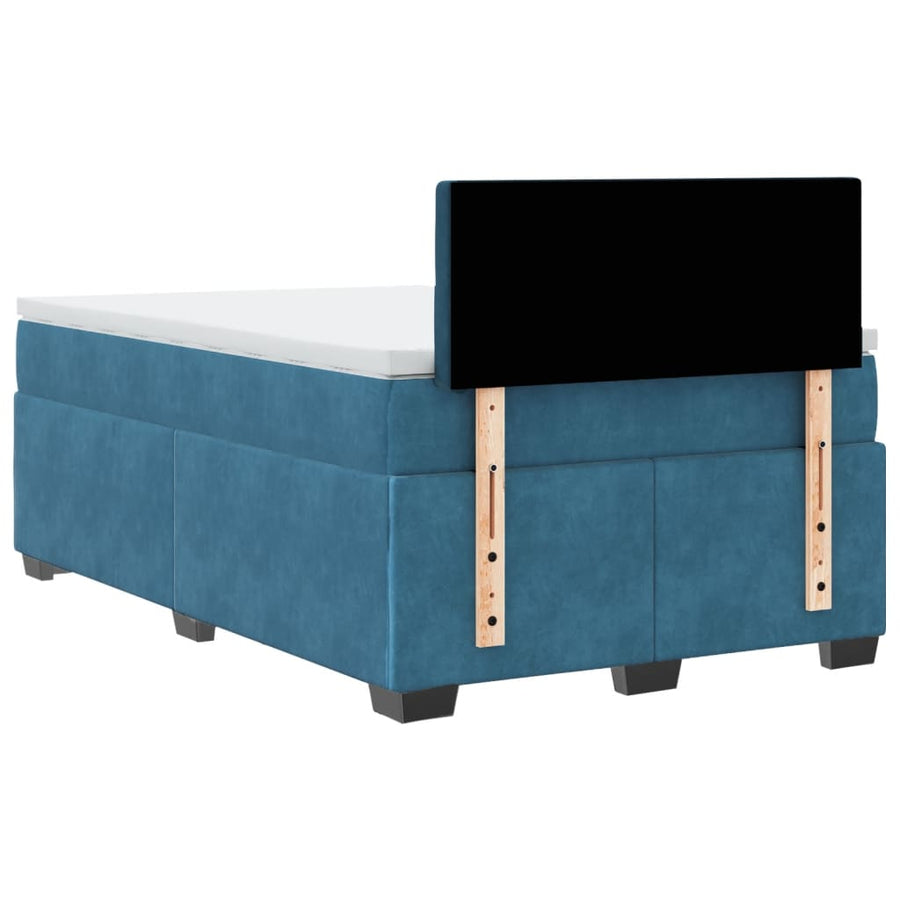 Boxspring met matras fluweel donkerblauw 120x190 cm