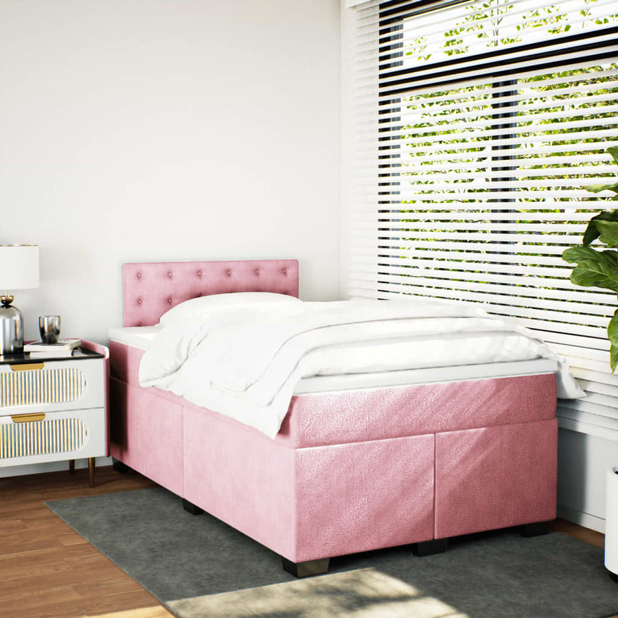 Boxspring met matras fluweel roze 120x190 cm