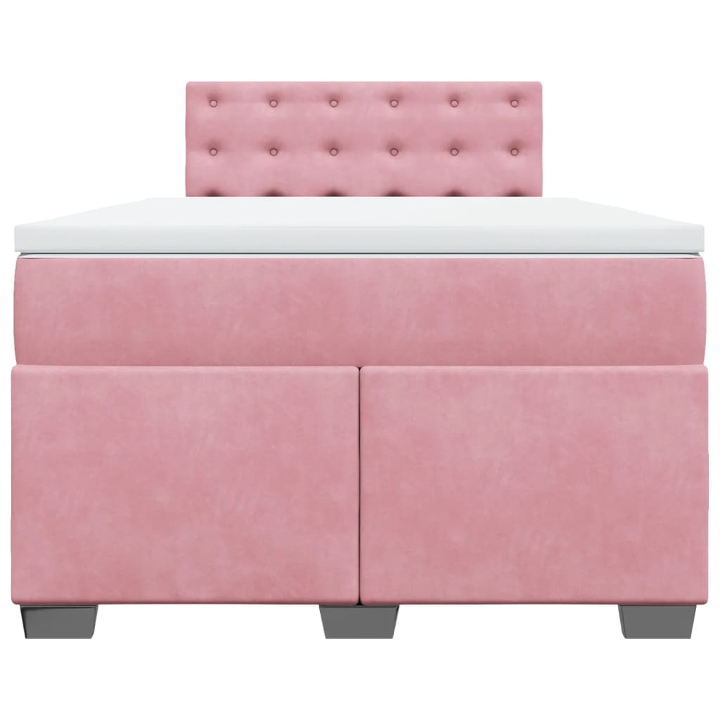 Boxspring met matras fluweel roze 120x190 cm