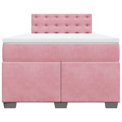 Boxspring met matras fluweel roze 120x190 cm