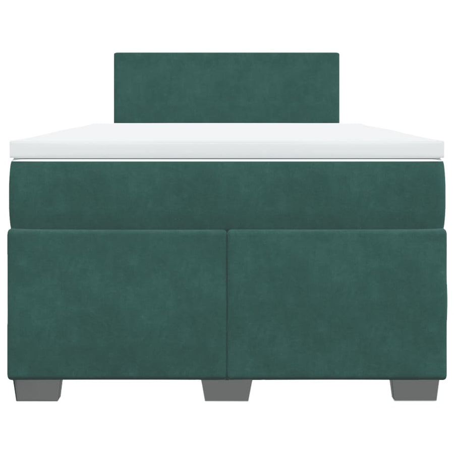Boxspring met matras fluweel donkergroen 120x200 cm