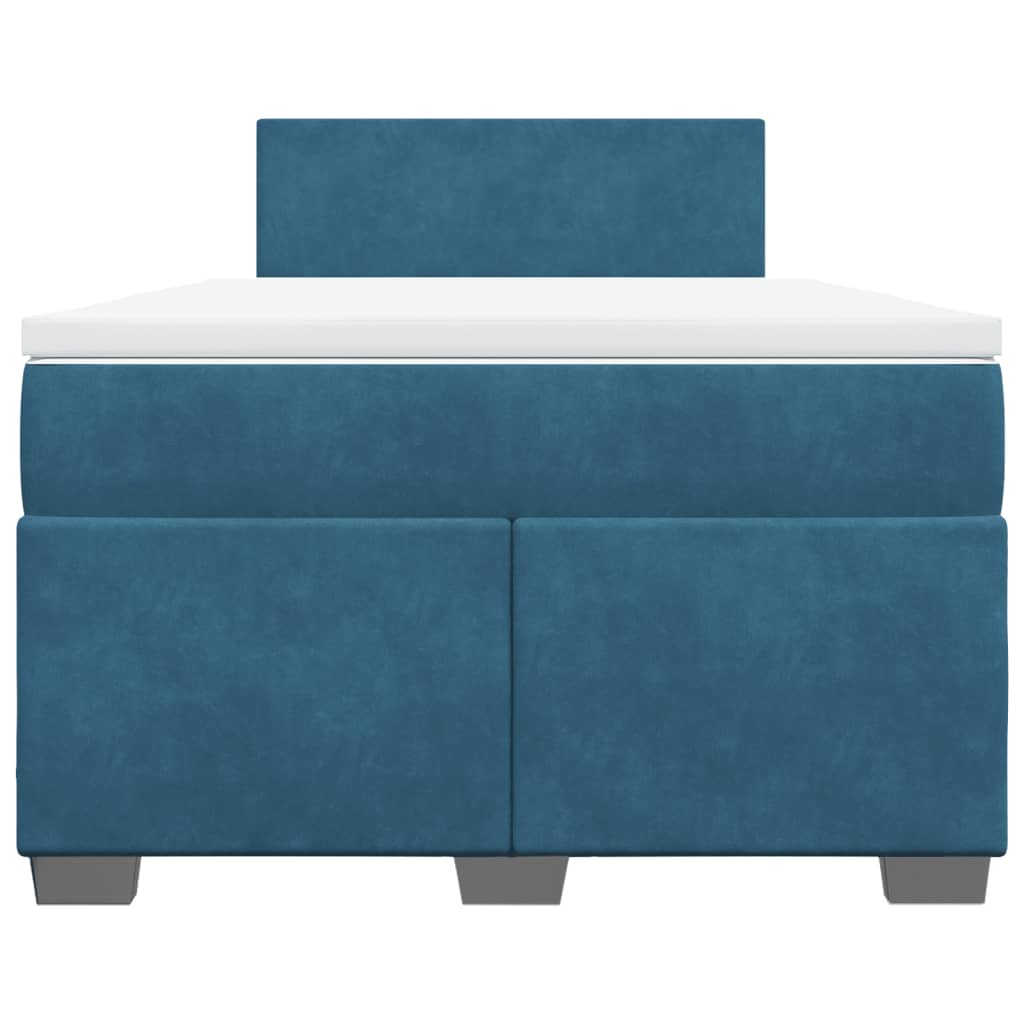 Boxspring met matras fluweel donkerblauw 120x200 cm