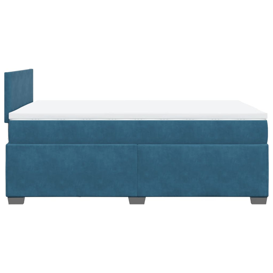 Boxspring met matras fluweel donkerblauw 120x200 cm