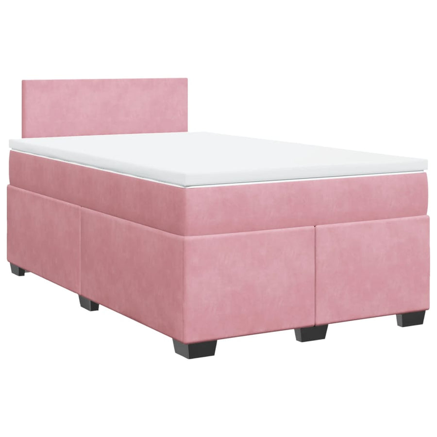 Boxspring met matras fluweel roze 120x200 cm