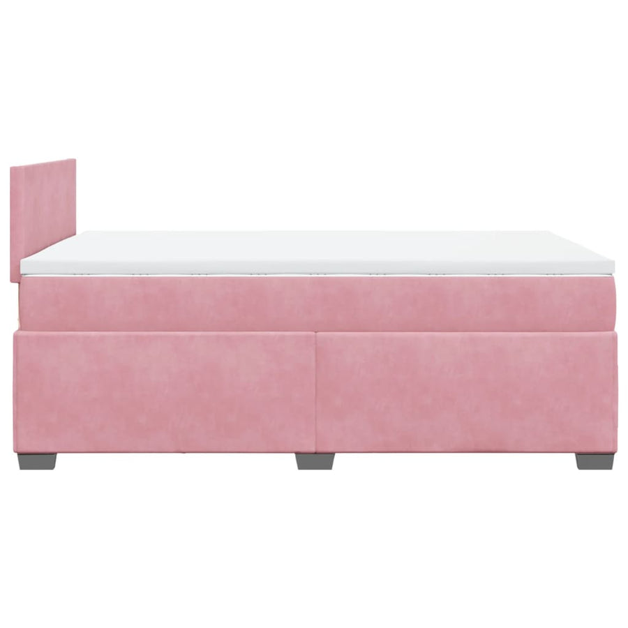 Boxspring met matras fluweel roze 120x200 cm