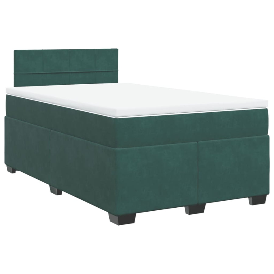 Boxspring met matras fluweel donkergroen 120x200 cm
