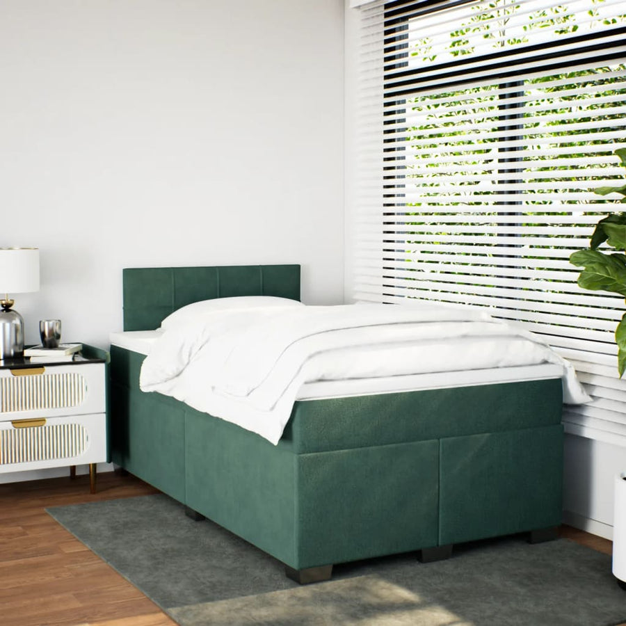 Boxspring met matras fluweel donkergroen 120x200 cm