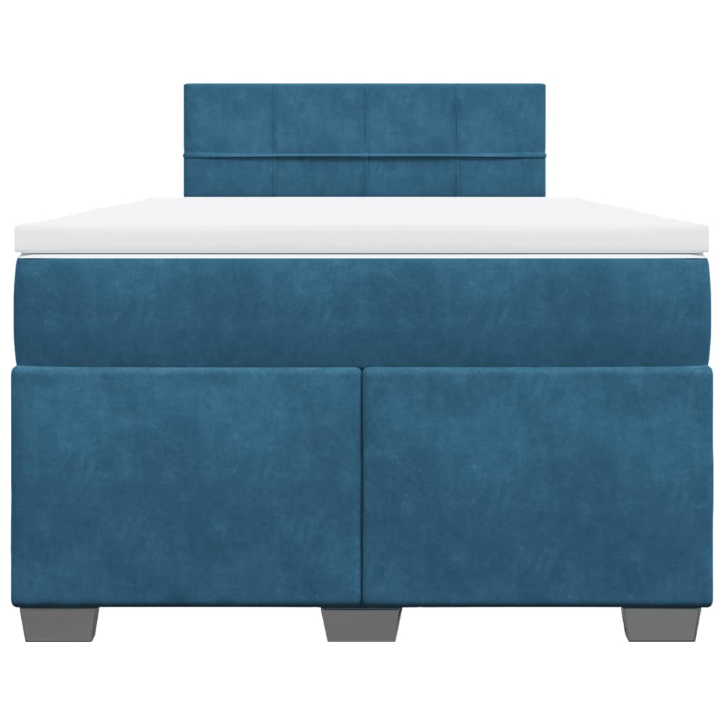 Boxspring met matras fluweel donkerblauw 120x200 cm