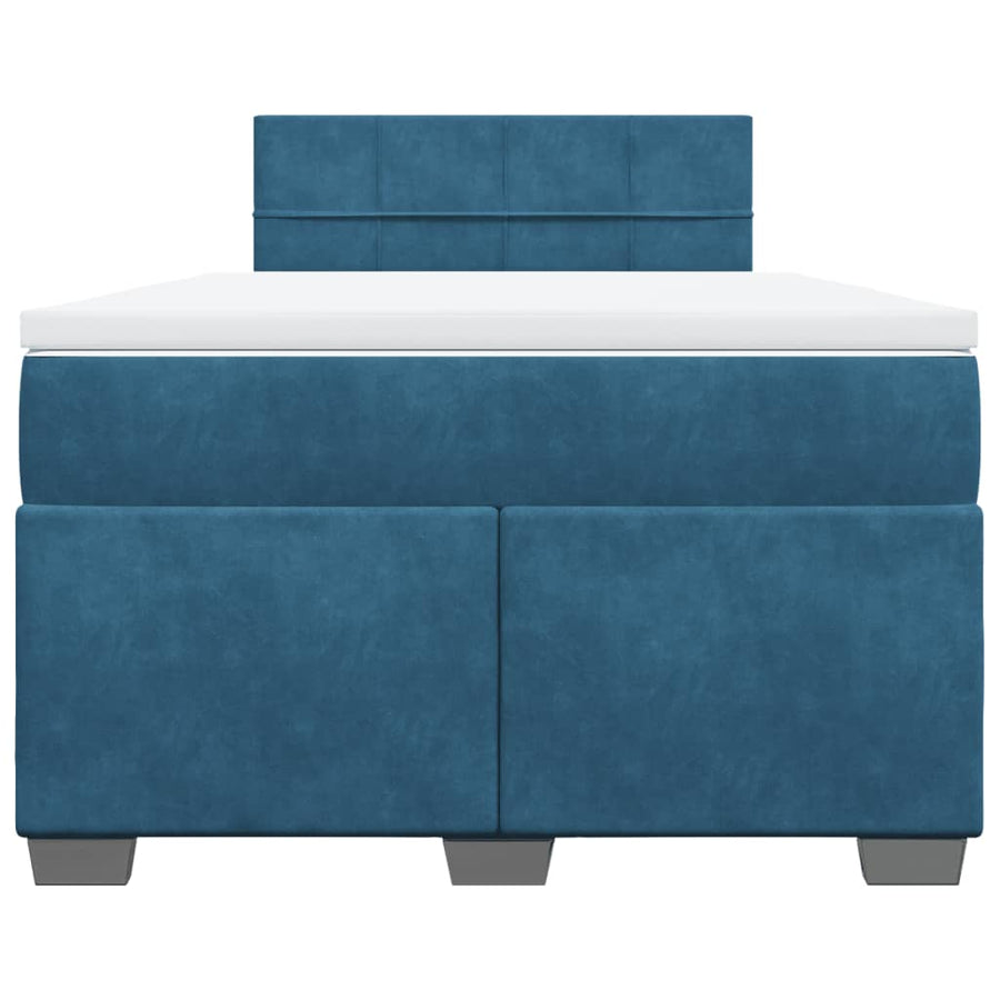 Boxspring met matras fluweel donkerblauw 120x200 cm