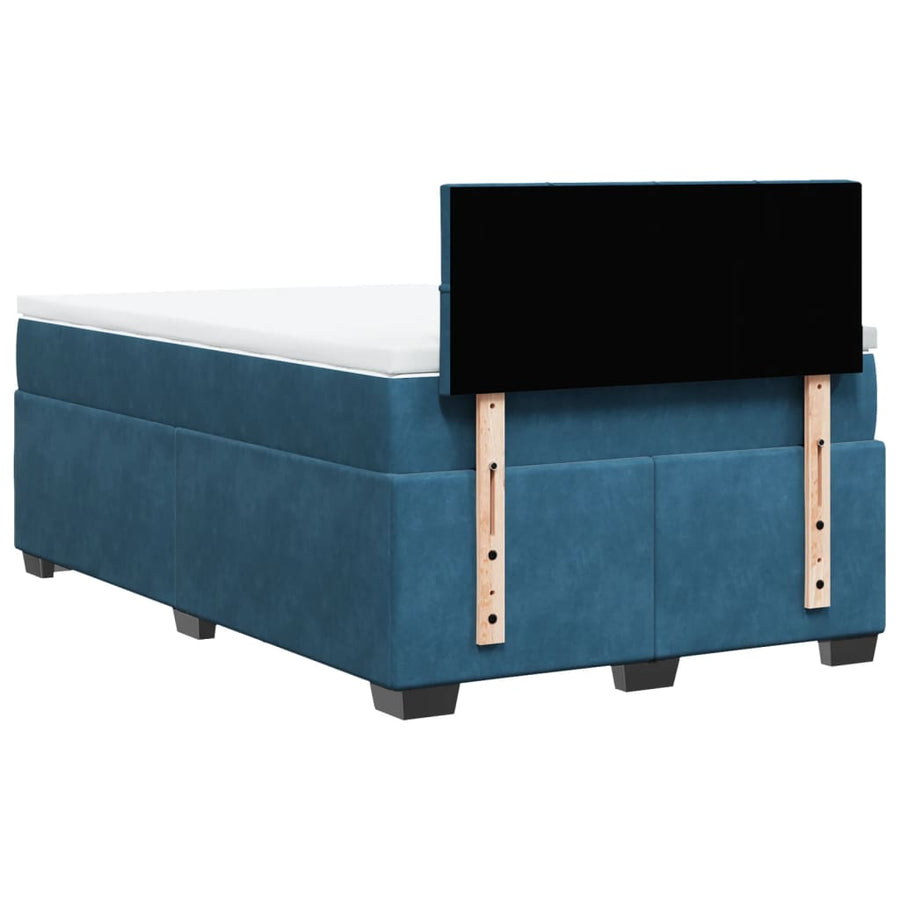 Boxspring met matras fluweel donkerblauw 120x200 cm