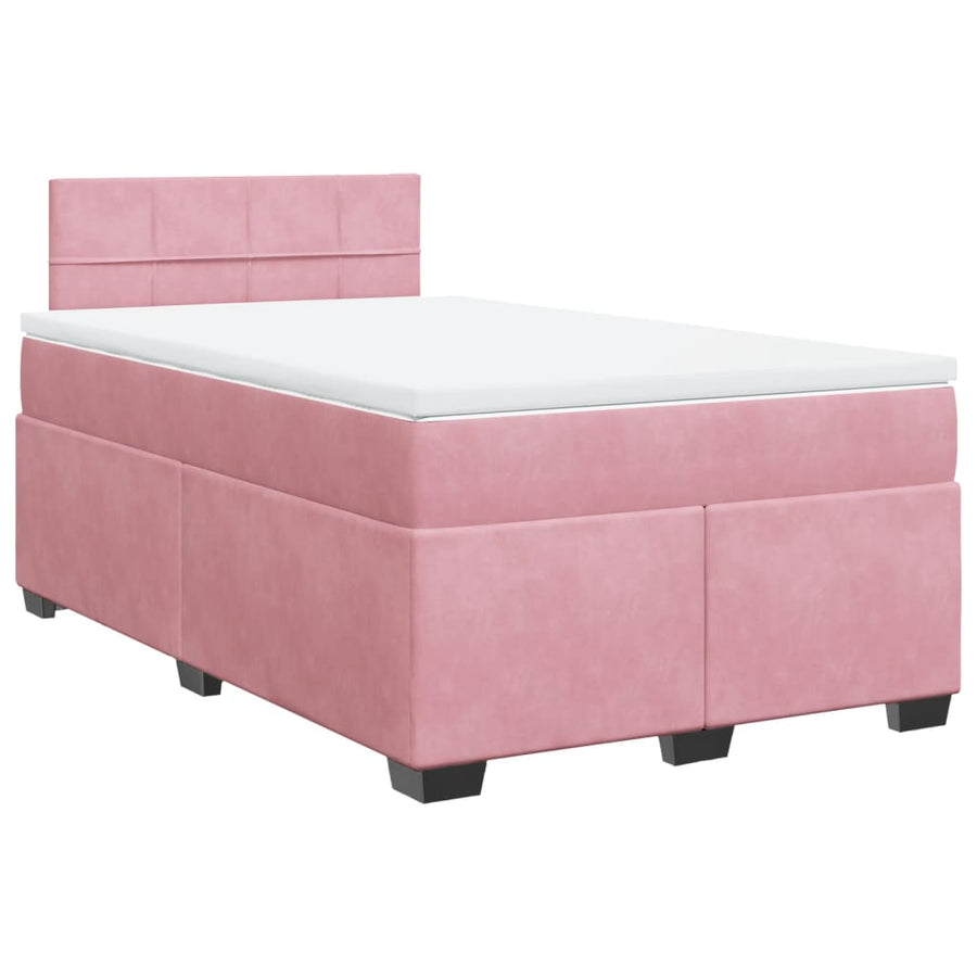 Boxspring met matras fluweel roze 120x200 cm