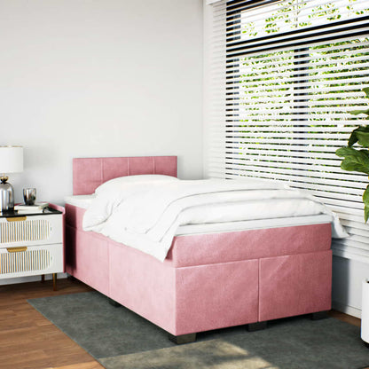 Boxspring met matras fluweel roze 120x200 cm