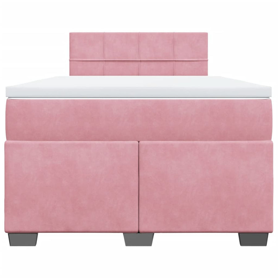 Boxspring met matras fluweel roze 120x200 cm
