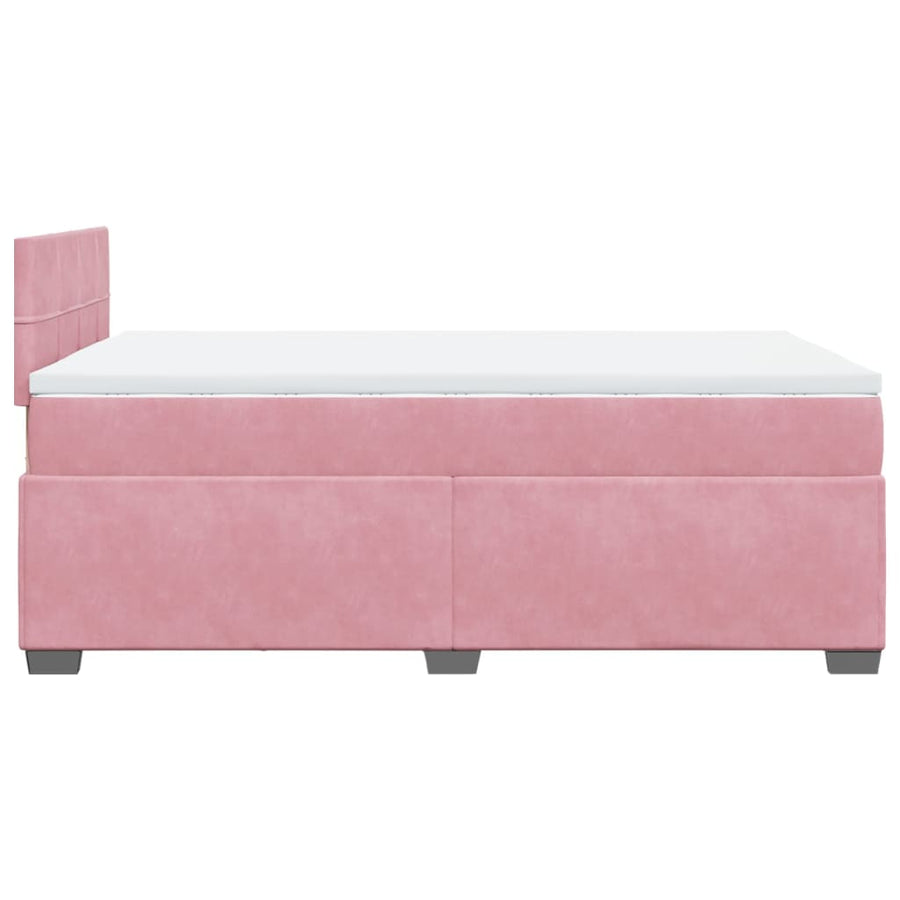 Boxspring met matras fluweel roze 120x200 cm