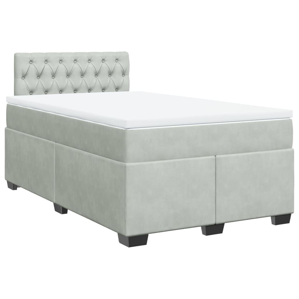 Boxspring met matras fluweel lichtgrijs 120x200 cm