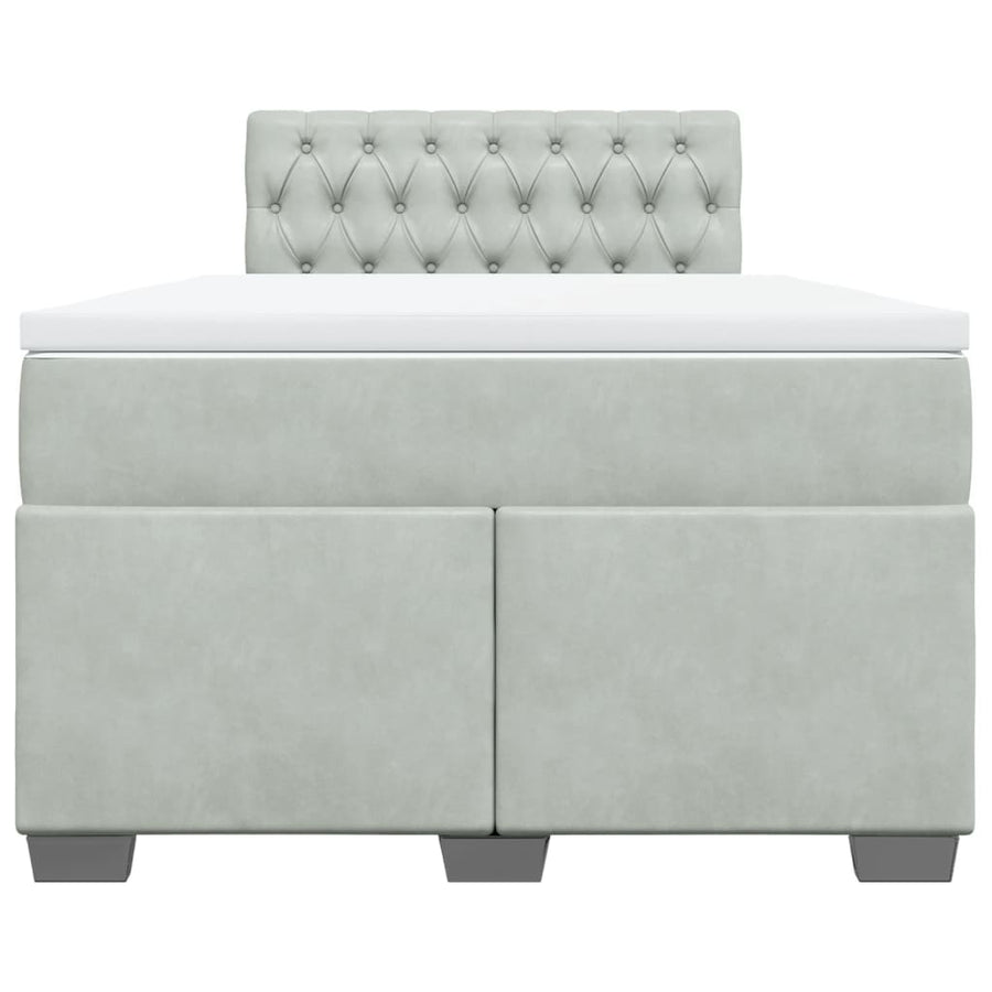 Boxspring met matras fluweel lichtgrijs 120x200 cm
