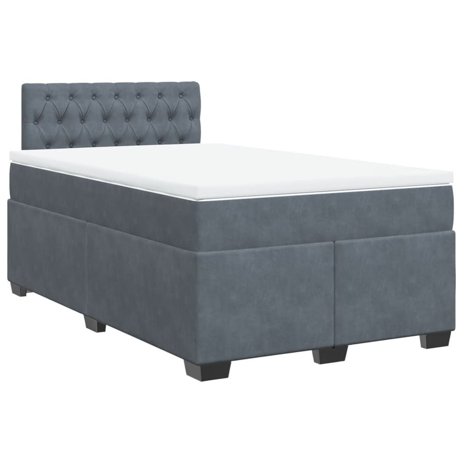 Boxspring met matras fluweel donkergrijs 120x200 cm