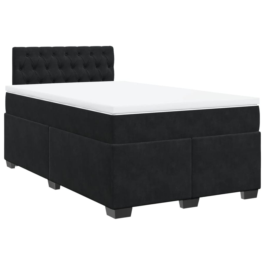 Boxspring met matras fluweel zwart 120x200 cm