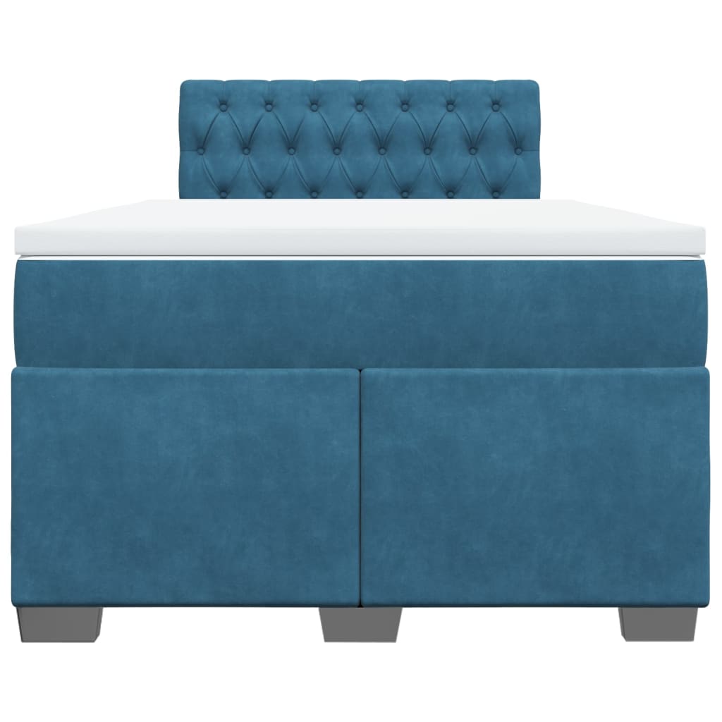 Boxspring met matras fluweel donkerblauw 120x200 cm