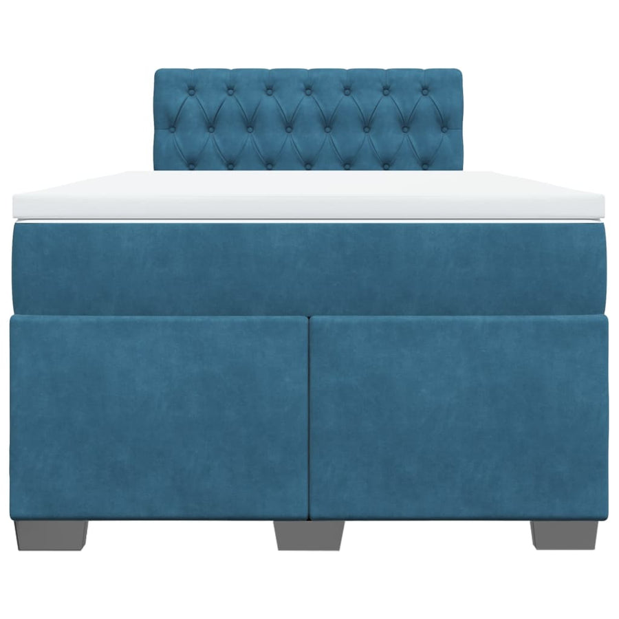 Boxspring met matras fluweel donkerblauw 120x200 cm