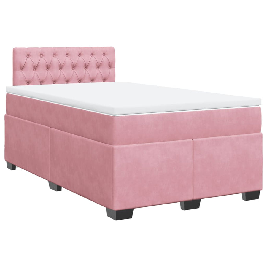 Boxspring met matras fluweel roze 120x200 cm