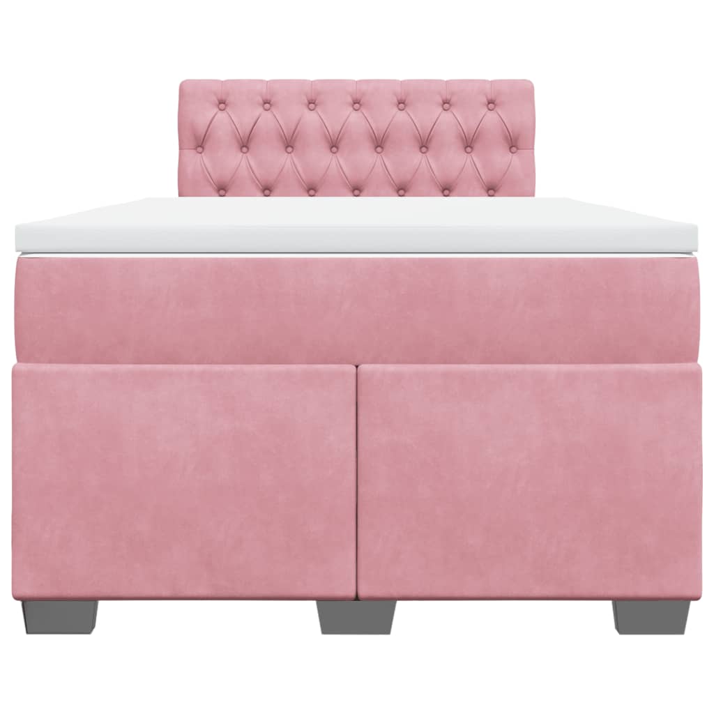 Boxspring met matras fluweel roze 120x200 cm